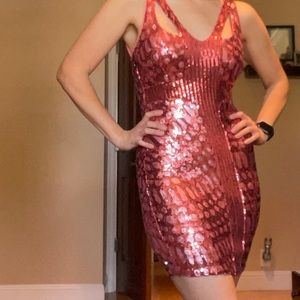Sequin salmon pink dress